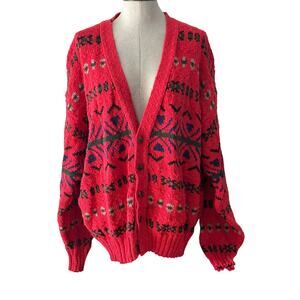 Vintage Lands’ End Fisherman Grandpa Cardigan Sweater | Men’s L